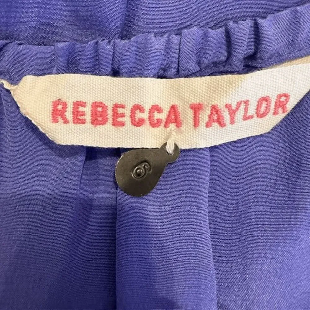 Rebecca Taylor Silk Ruffle Purple Floral Short Date Mini Dress‎ Size 6